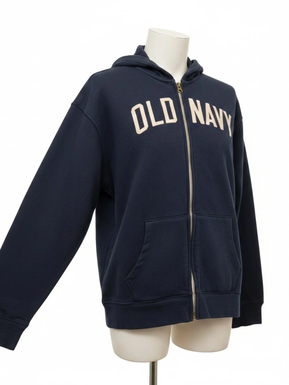 Old Navy Navy Zip-Up Hoodie with Front Logo Youth XL